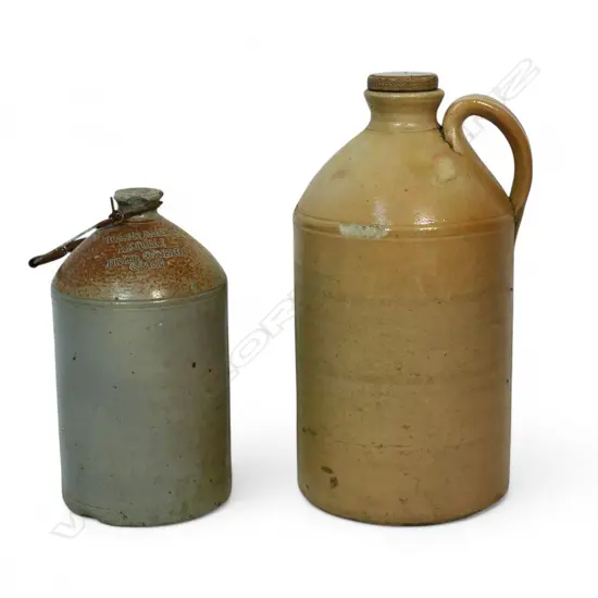 Two NZ colonial salt glaze crocks,