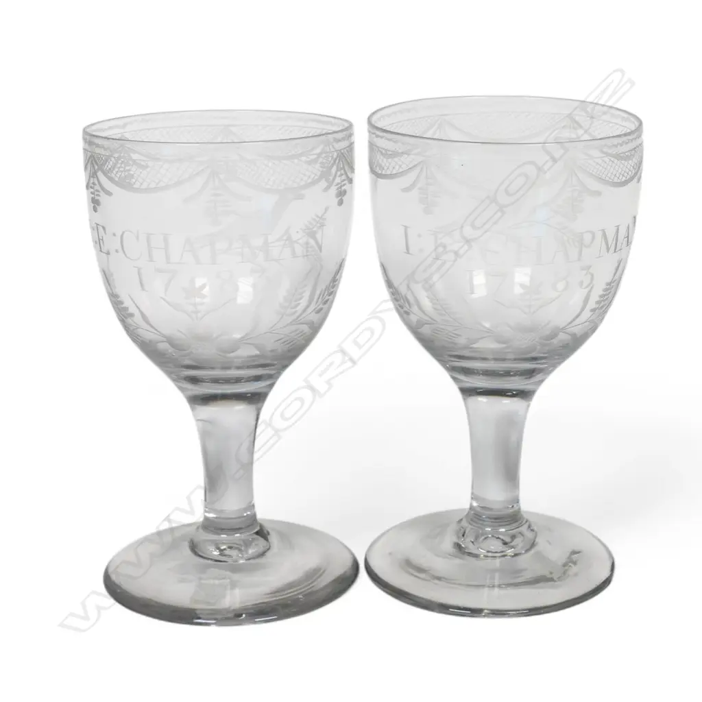 A pair of 18thC crystal goblets, Image 1++