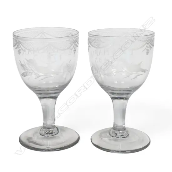 A pair of 18thC crystal goblets,