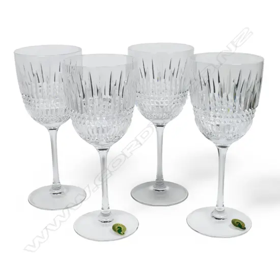 Four Waterford red wine goblets,