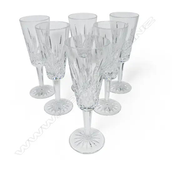 Six Waterford champagne flutes,