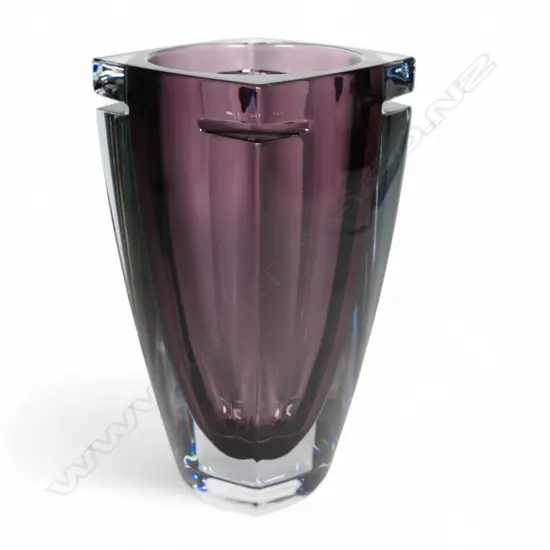 A Waterford crystal amethyst Metra vase,