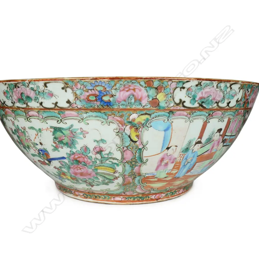 An old (c.1900) Chinese Canton enamel famille rose punch bowl, Image 1++