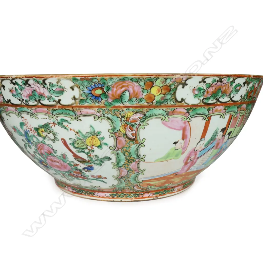 An old (c.1900) Chinese Canton enamel famille rose punch bowl, Image 1++