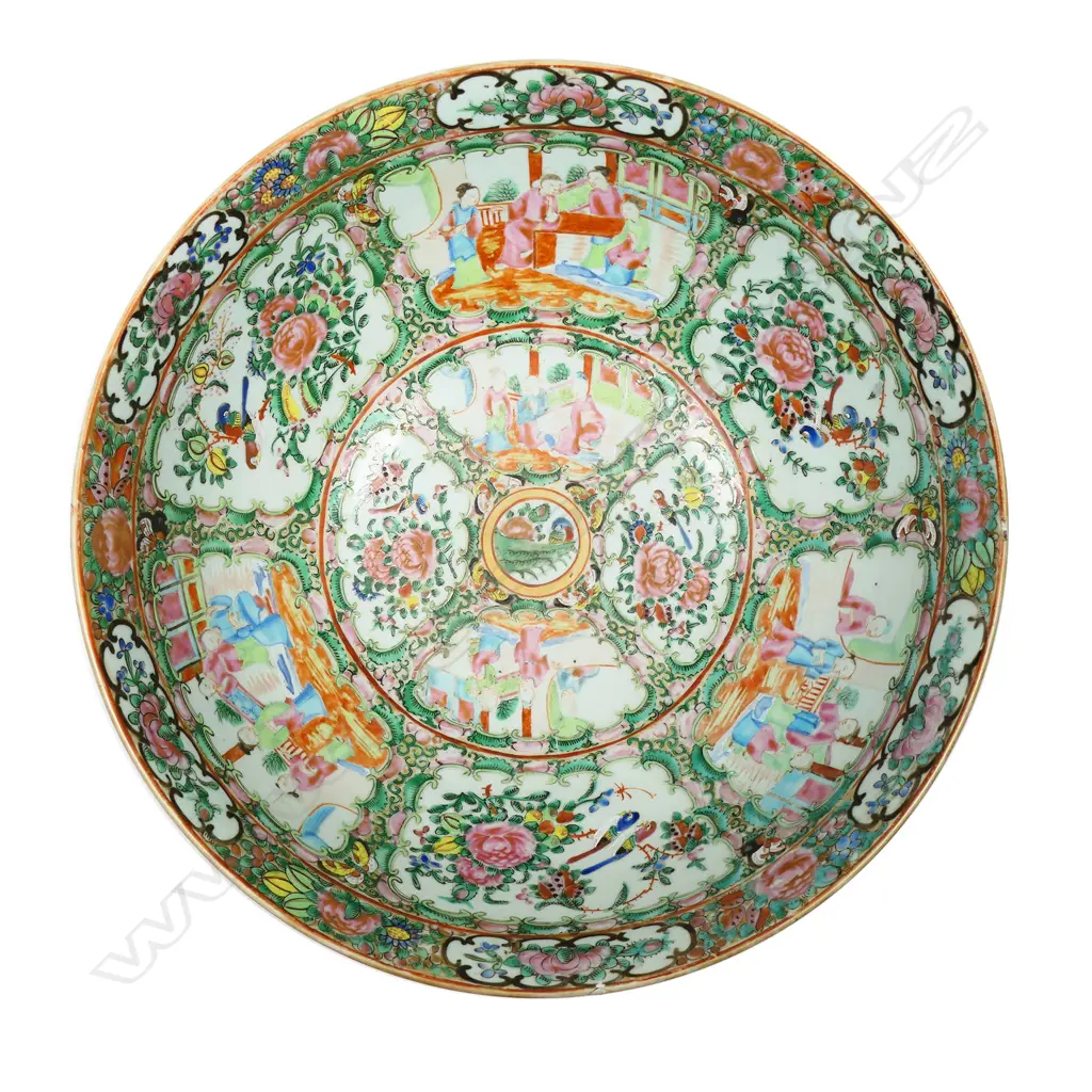 An old (c.1900) Chinese Canton enamel famille rose punch bowl, Image 1++