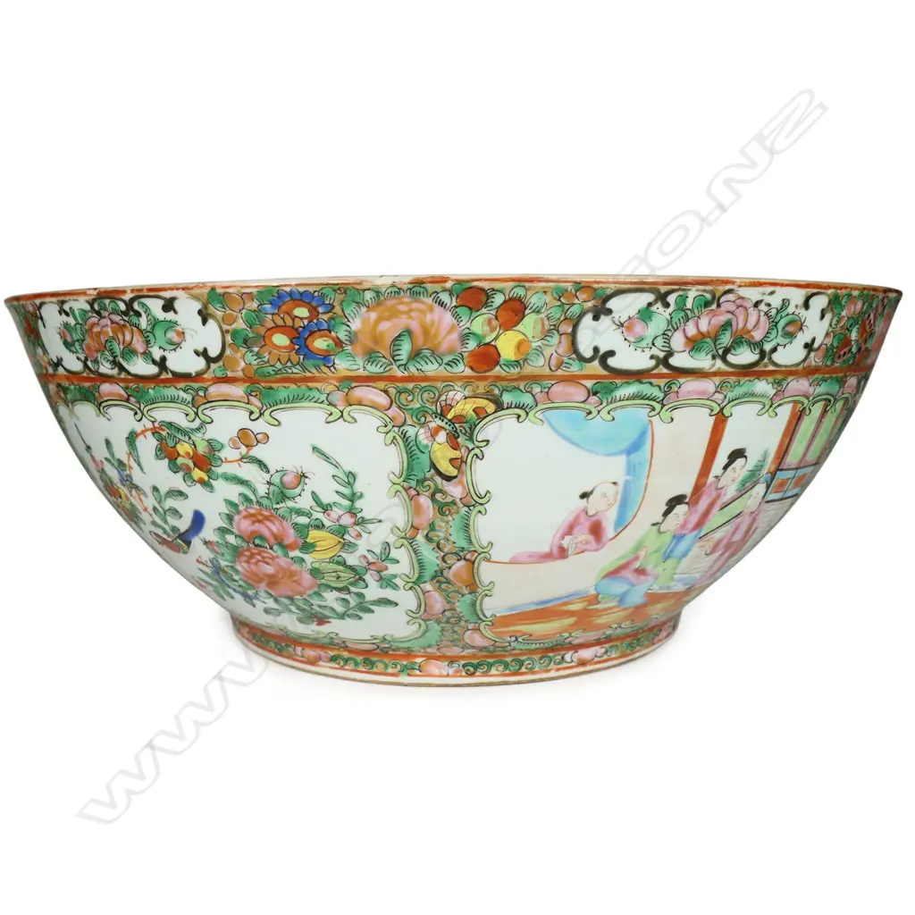 An old (c.1900) Chinese Canton enamel famille rose punch bowl, Image 1++