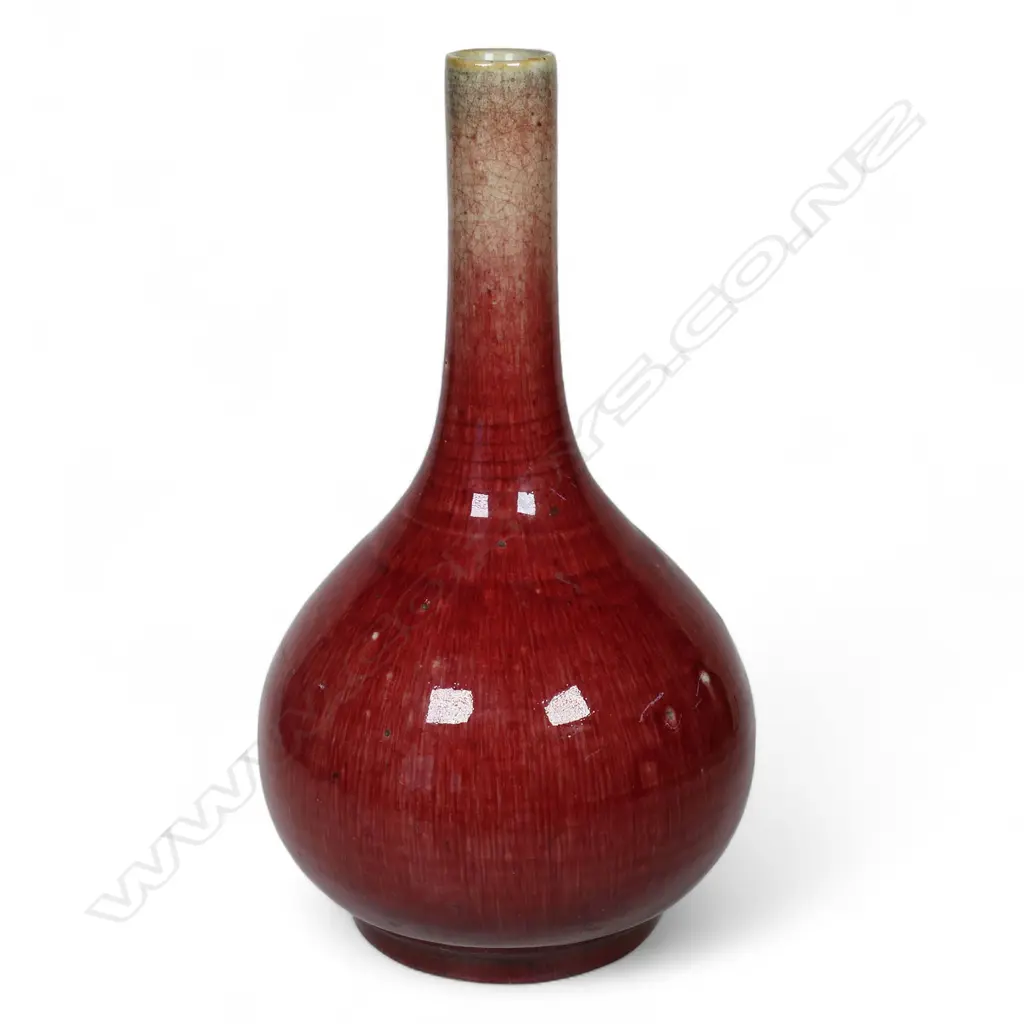 An old Chinese sang de boeuf glazed bottle vase, Image 1++