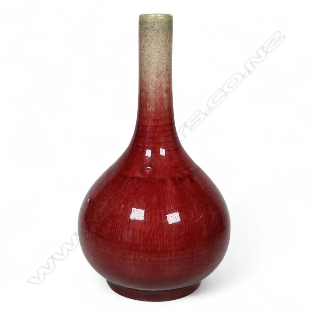 An old Chinese sang de boeuf glazed bottle vase, Image 1++
