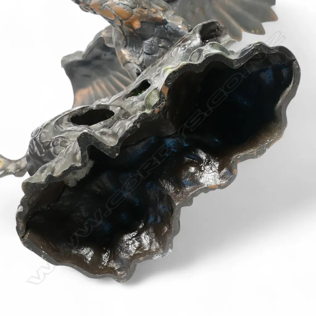 An old Japanese bronzed iron taka (hawk) sculpture, Image 1++