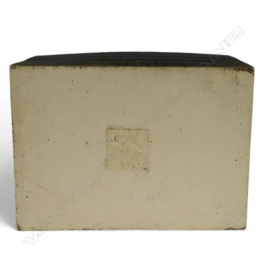 An uncommon vintage Japanese studio art pottery covered large rectangular lidded box, Image 1++