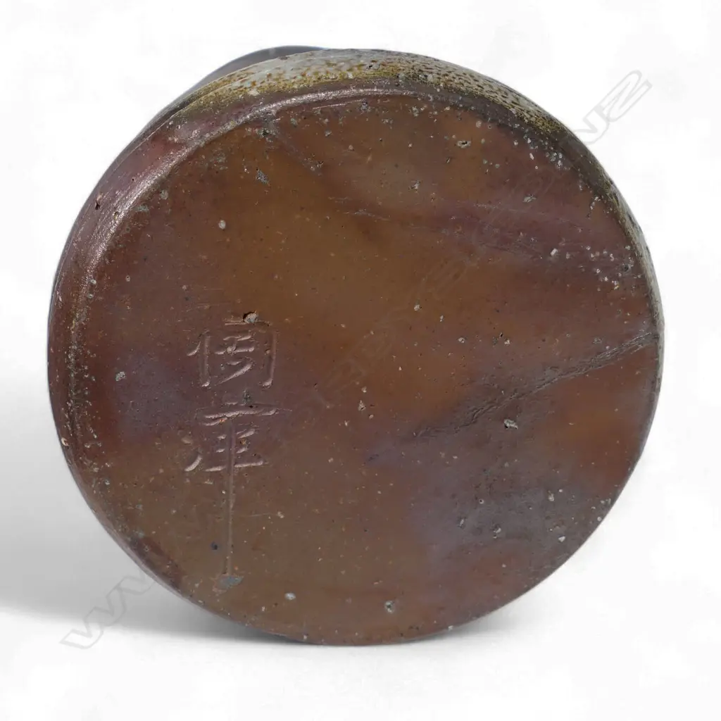 A vintage Japanese Bizen pottery cylinder vase, Image 1++