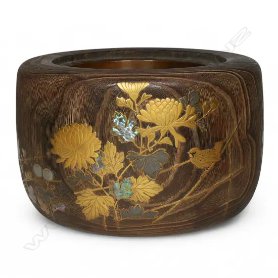 A Japanese Meiji period paulownia wood decorative hibachi,