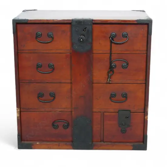 A 19thC Japanese small bar tansu chest,