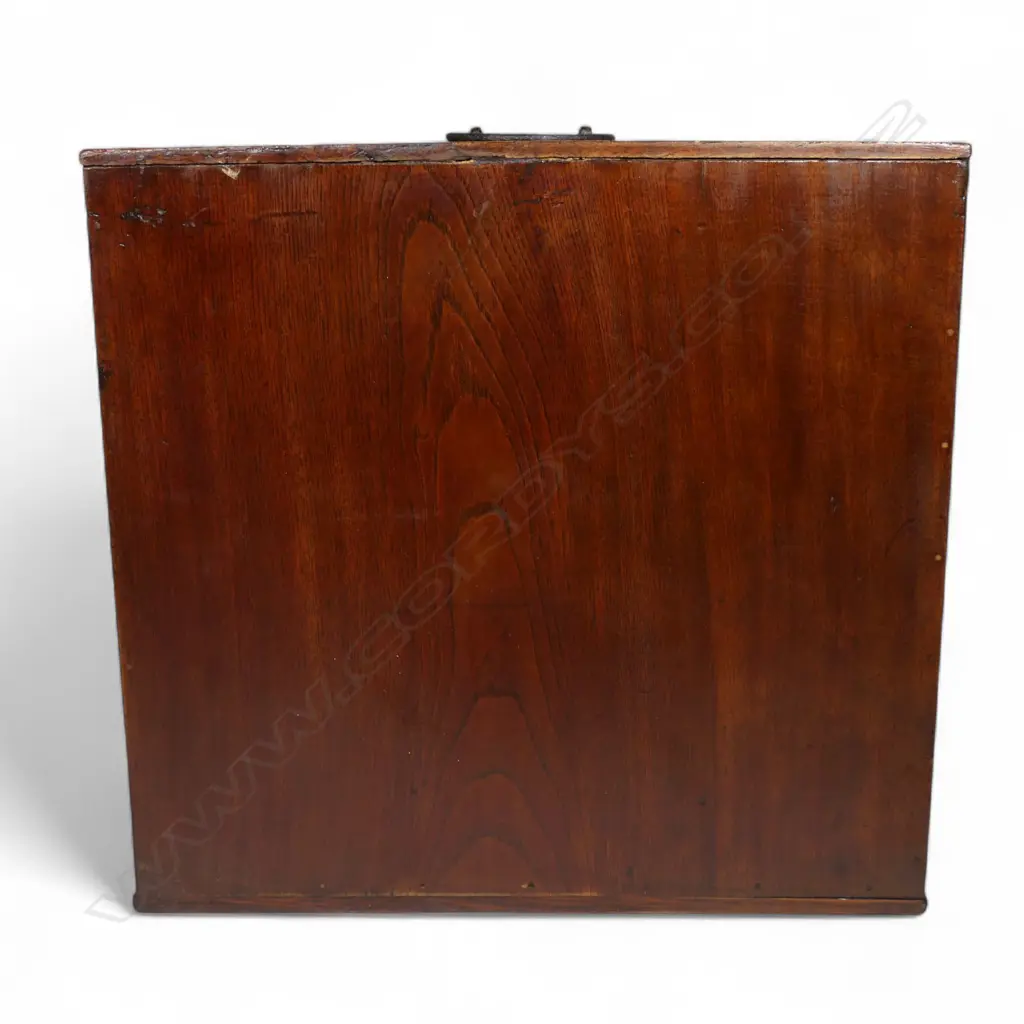 A 19thC Japanese burr wood collector's chest, Image 1++