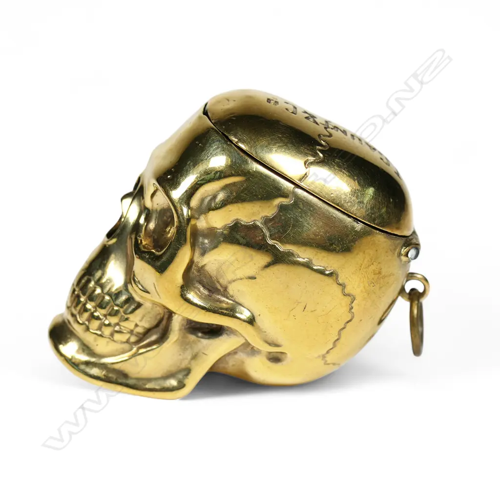 A late 19thC skull form brass vesta by Thomas Gaunt (Australian watch maker), Image 1++