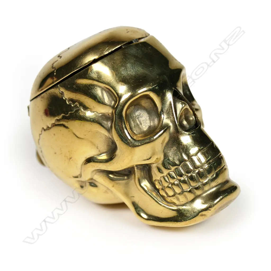 A late 19thC skull form brass vesta by Thomas Gaunt (Australian watch maker), Image 1++