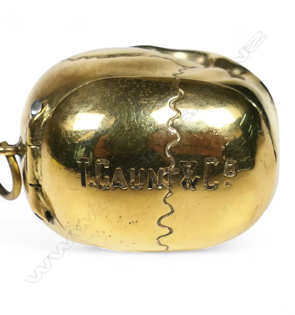 A late 19thC skull form brass vesta by Thomas Gaunt (Australian watch maker), Image 1++