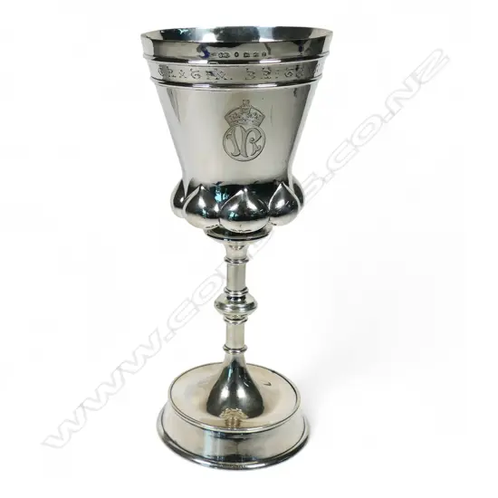 A large impressive Victorian silver Masonic goblet,