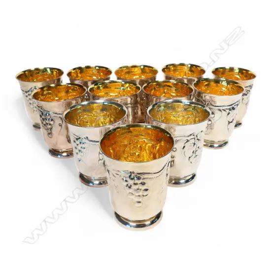 A set of twelve near matched Italian Cerfagli sterling silver wine cups,