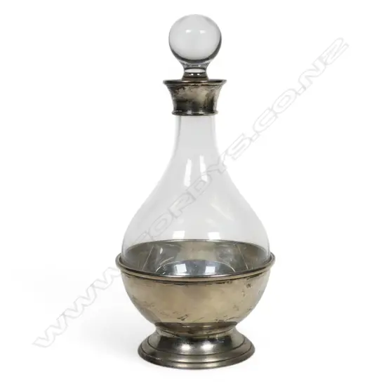 An early 21stC silver and glass decanter,