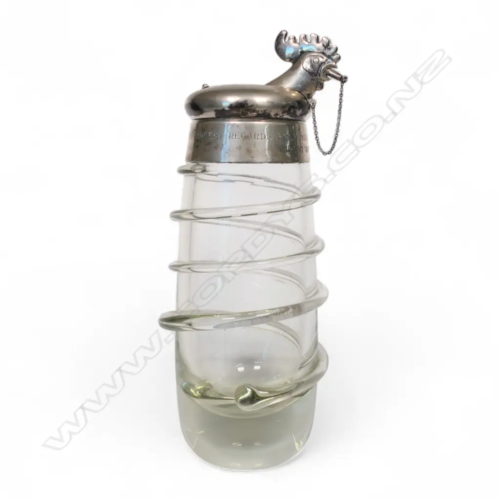 A mid-century Danish silver and glass decanter, Image 1++