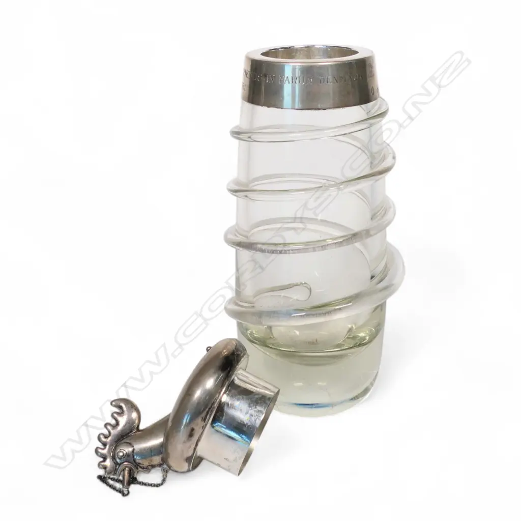 A mid-century Danish silver and glass decanter, Image 1++