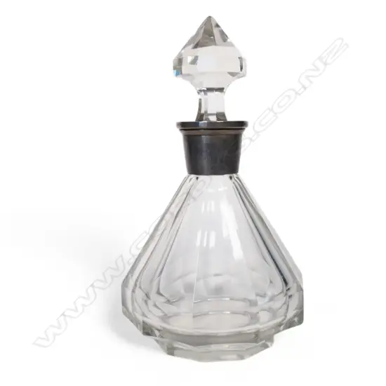 A small 1920's 0800 silver and crystal decanter,