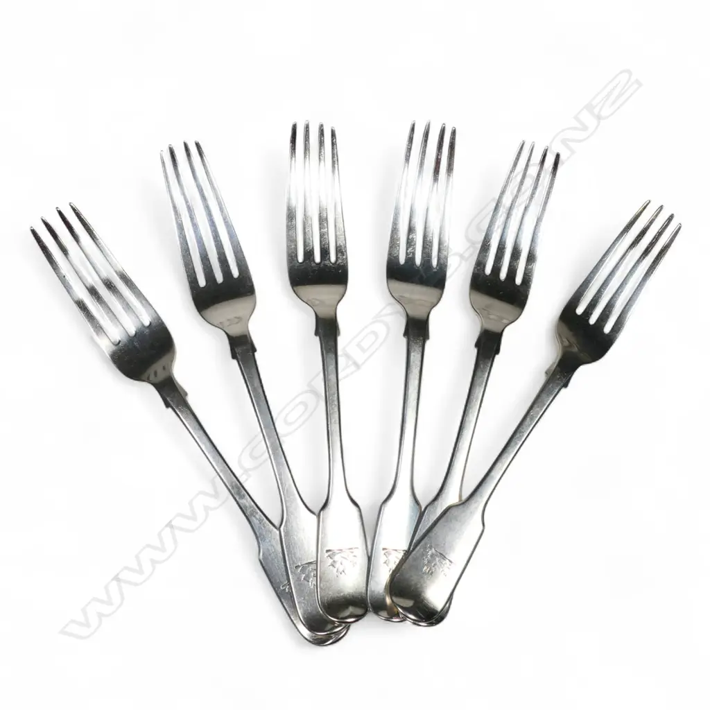 A set of six William IV silver dinner forks, Image 1++