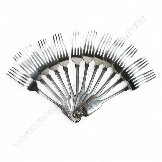 Twelve Georgian and William IV silver dinner forks,
