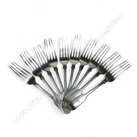 Ten early Victorian silver dessert/luncheon forks,