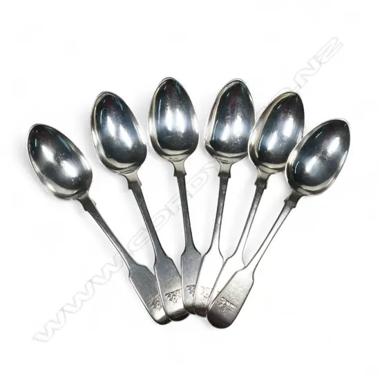 Six early Victorian silver dessert spoons,