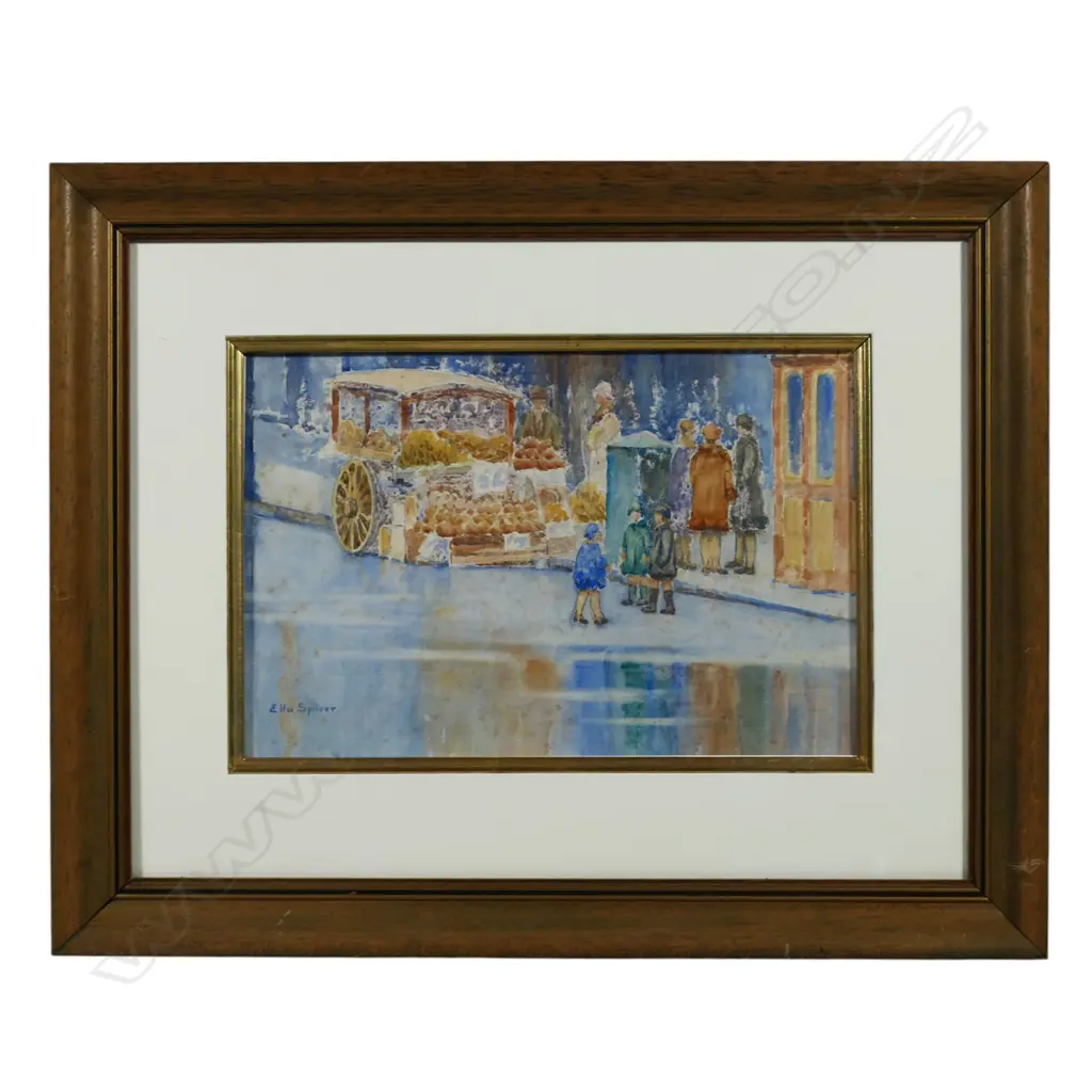 Ella Spicer (1876-1958) 'Fruit Stall and Shoppers', Image 1++