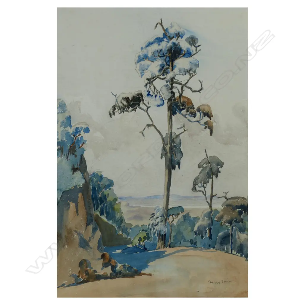 Peggy Spicer (NZ 1908-84) 'Country Landscape', Image 1++