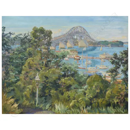 Arthur Funnell (NZ c.1944) 'Auckland Harbour Bridge from Pt. Erin Park’,