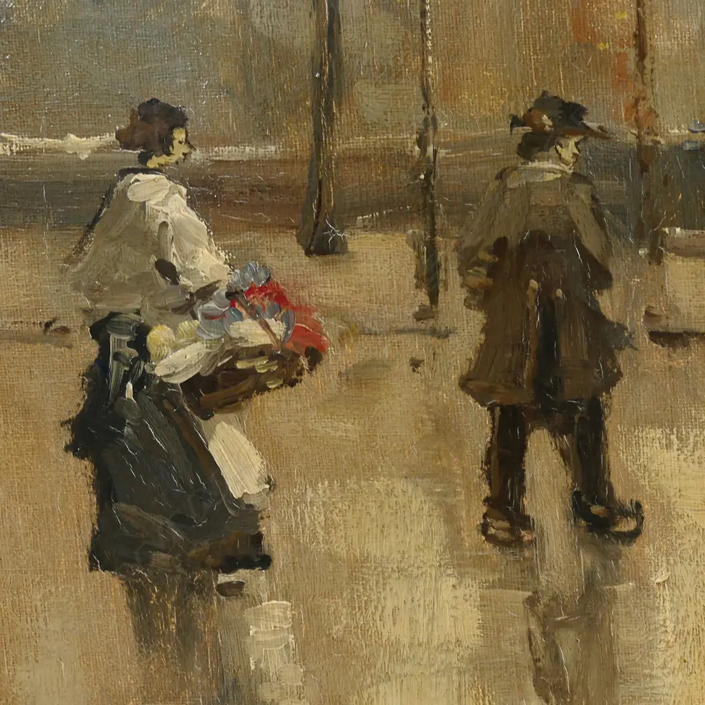 Dutch artist unknown, street scene with horse drawn carriages, Image 1++