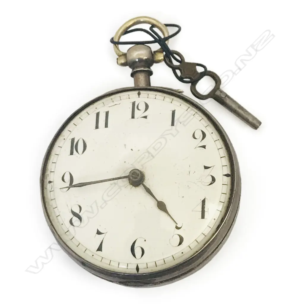 Silver pair case (outer case lacking) pocket watch by Harris, Canterbury, number 995 Image 1++