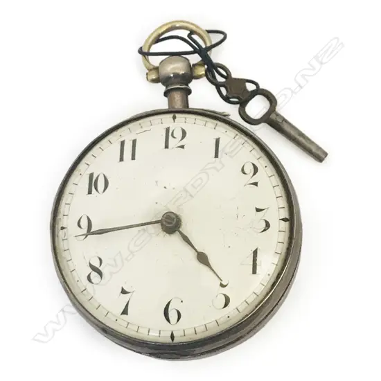 Silver pair case (outer case lacking) pocket watch by Harris, Canterbury, number 995