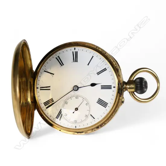 A 19thC 18ct gold full hunter pocket watch,