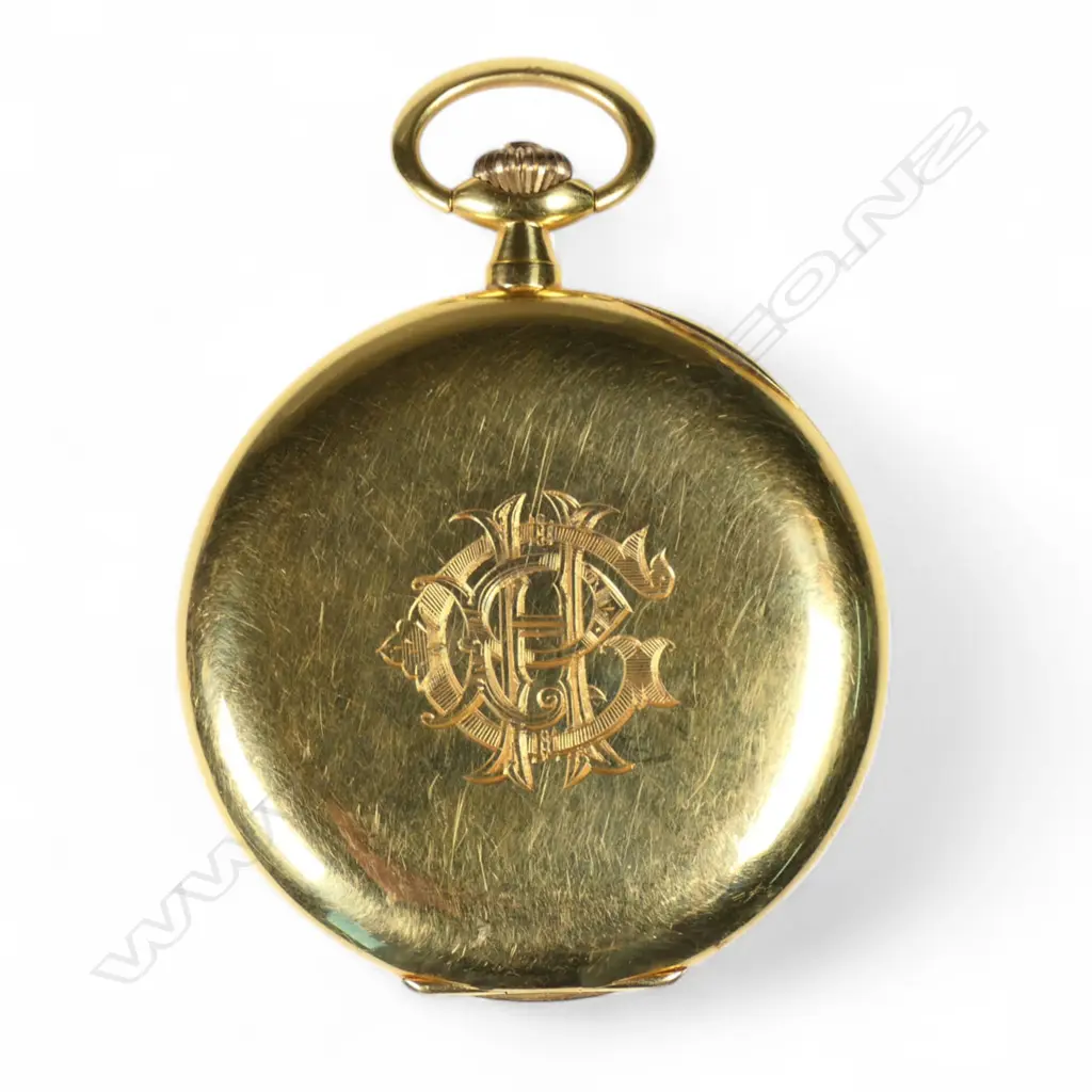 An early 20thC 18ct gold half hunter pocket watch, Image 1++