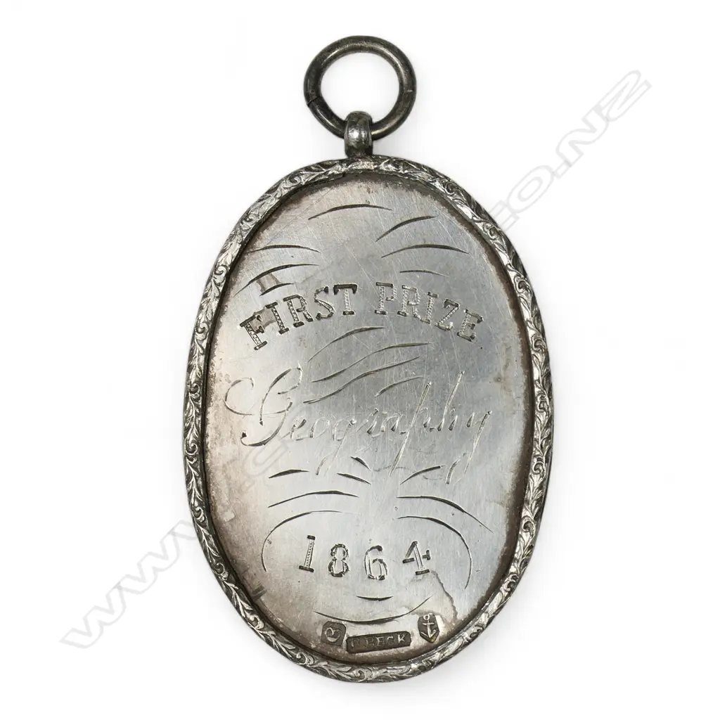 A New Zealand colonial R. BECK (Auckland) 1864 silver medallion, Image 1++