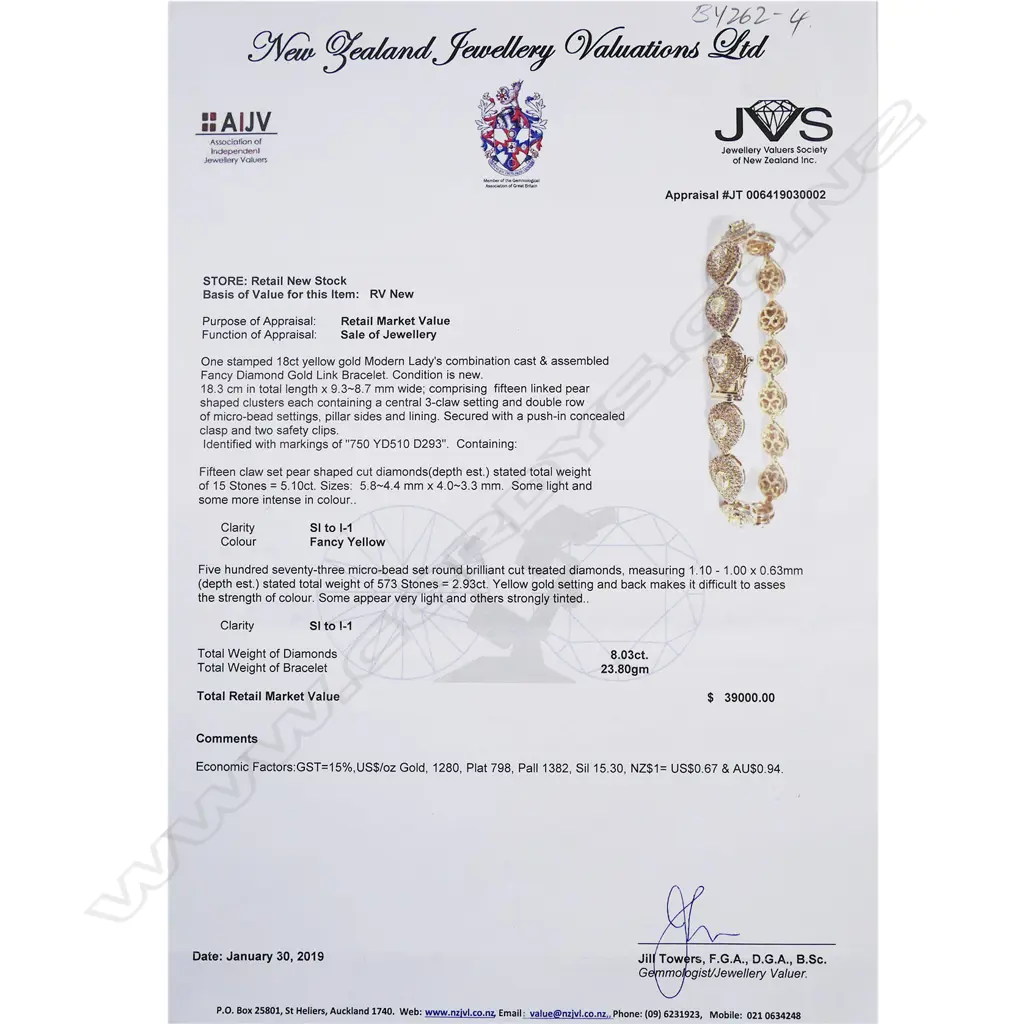 An 18ct yellow gold and yellow diamond encrusted bracelet, Image 1++