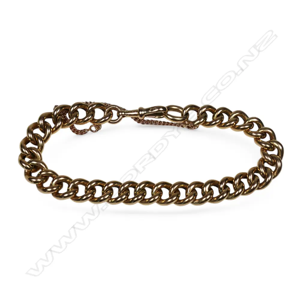 An old 15ct rose gold curb link bracelet, Image 1++