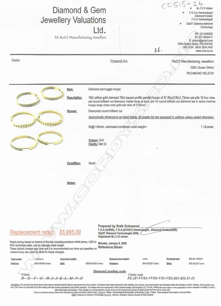 A pair of 18ct gold and diamond hoop earrings, Image 1++