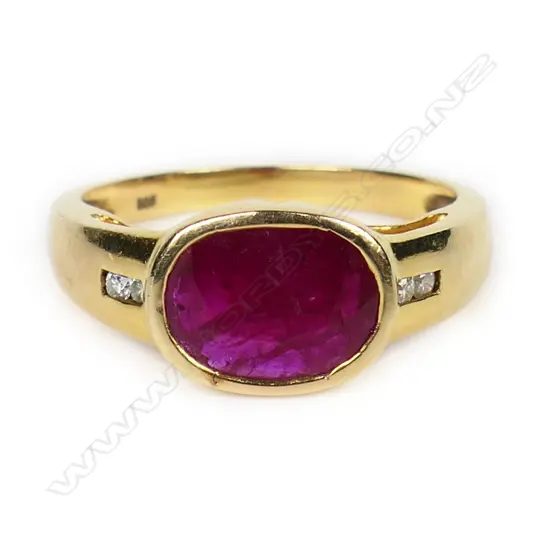 A 14ct gold ruby and diamond ring,