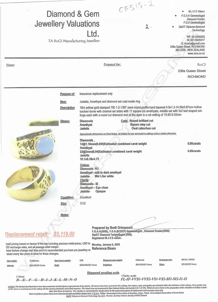 An 18ct gold jadeite amethyst and diamond ring, Image 1++