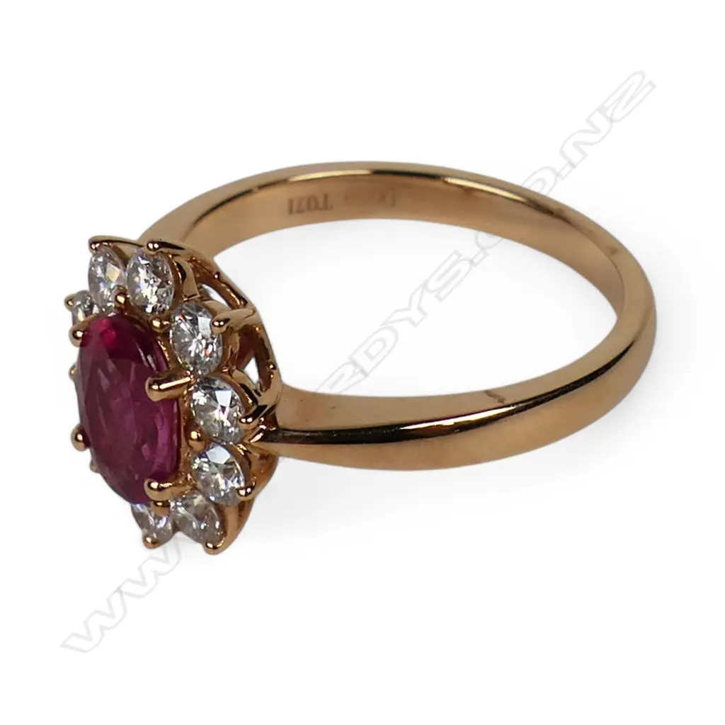 An 18ct rose gold diamond and pink tourmaline ring, Image 1++
