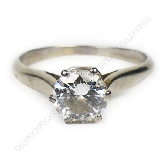 An estate 18ct white gold diamond solitaire ring,