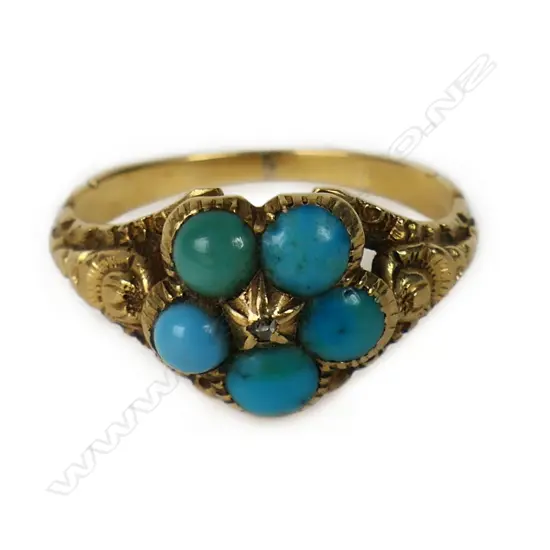 A Victorian 15ct gold and turquoise ring,
