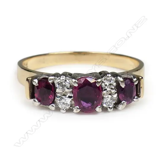 A 9ct gold ruby and diamond ring,
