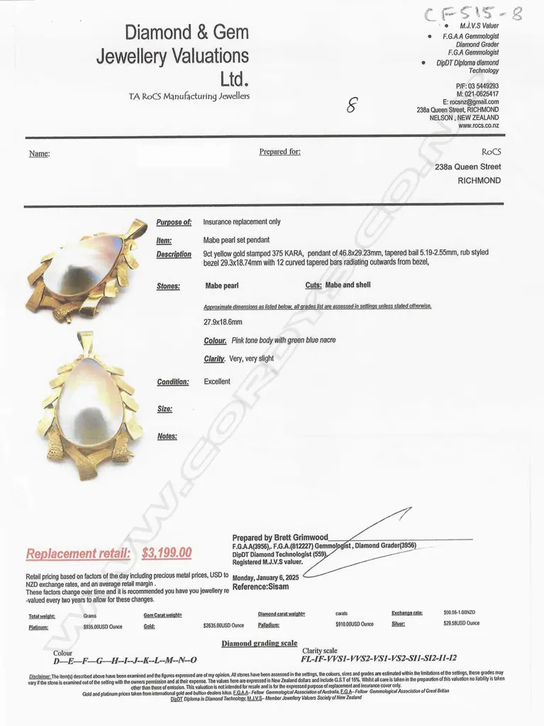 A 9ct gold and mabé pearl pendant, Image 1++